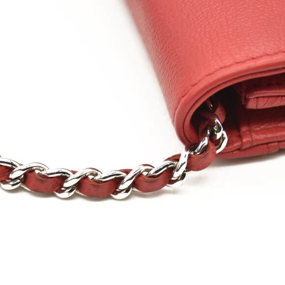 CHANEL Grained Calfskin Quilted CC Box Wallet On Chain WOC Red 27* - Picture 8 of 16